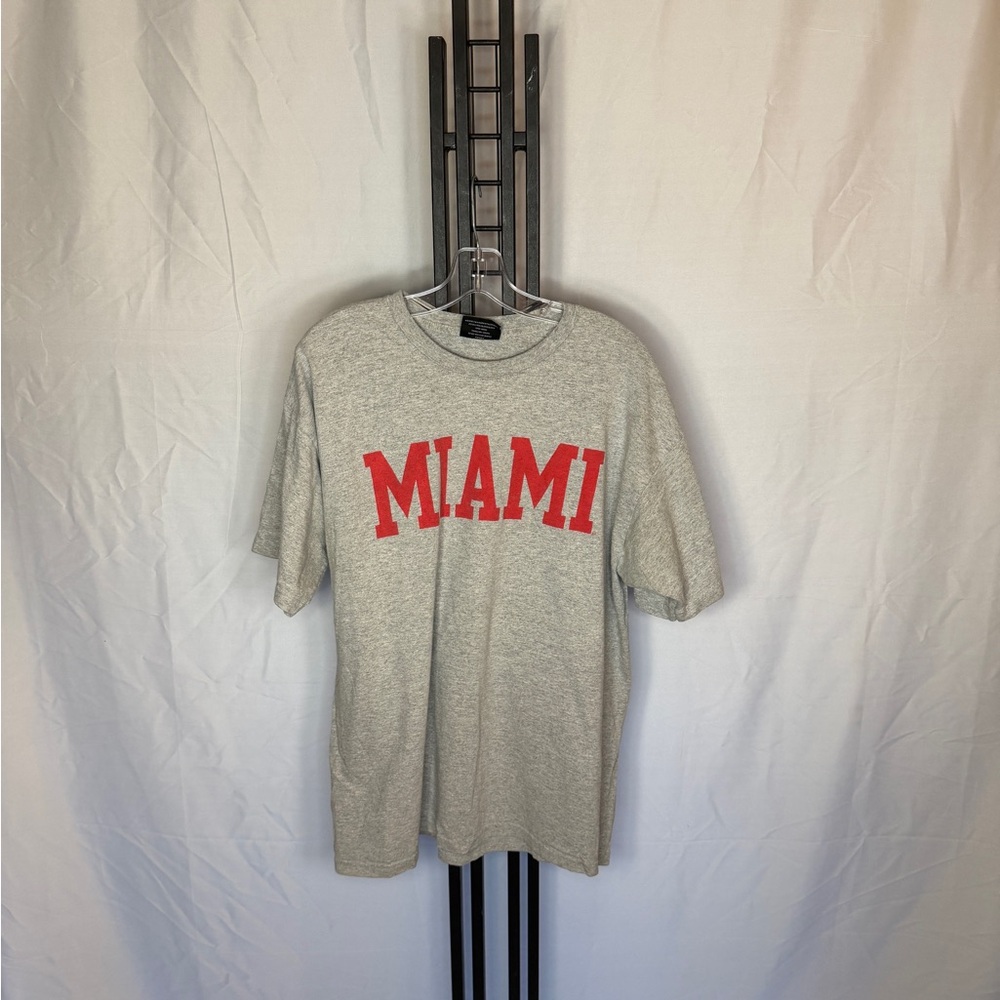 Steve & Barry's Heather Gray Tee with Red Miami Print